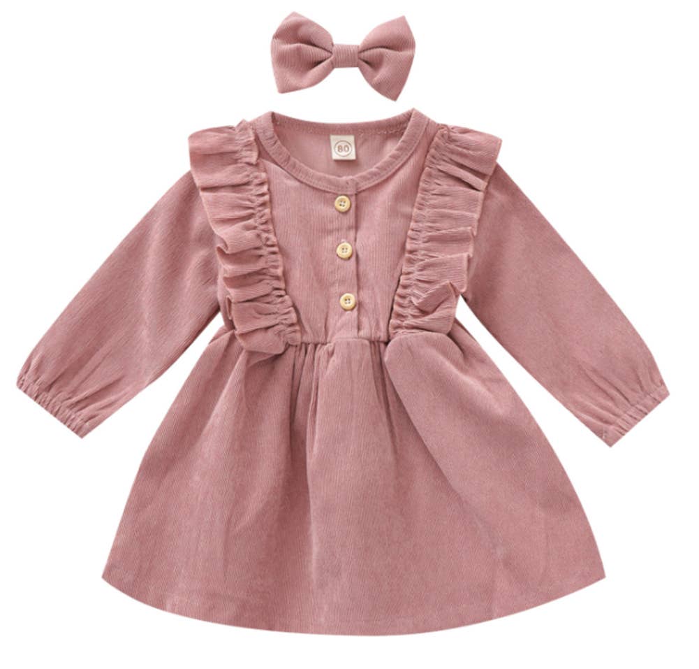 Corduroy Dress & Bow set