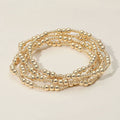 4PCS - Metal Ball Beaded Stretch Multi Layered Bracelets