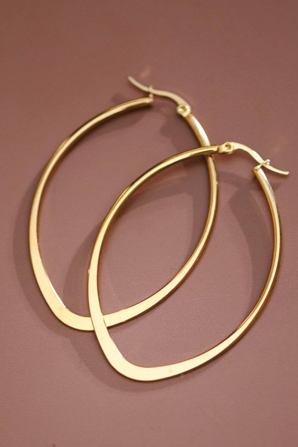 18K Gold Plated Waterproof Stainless Steel Hoop Earrings