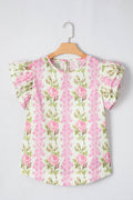 Floral Ruffle Short Sleeve Top