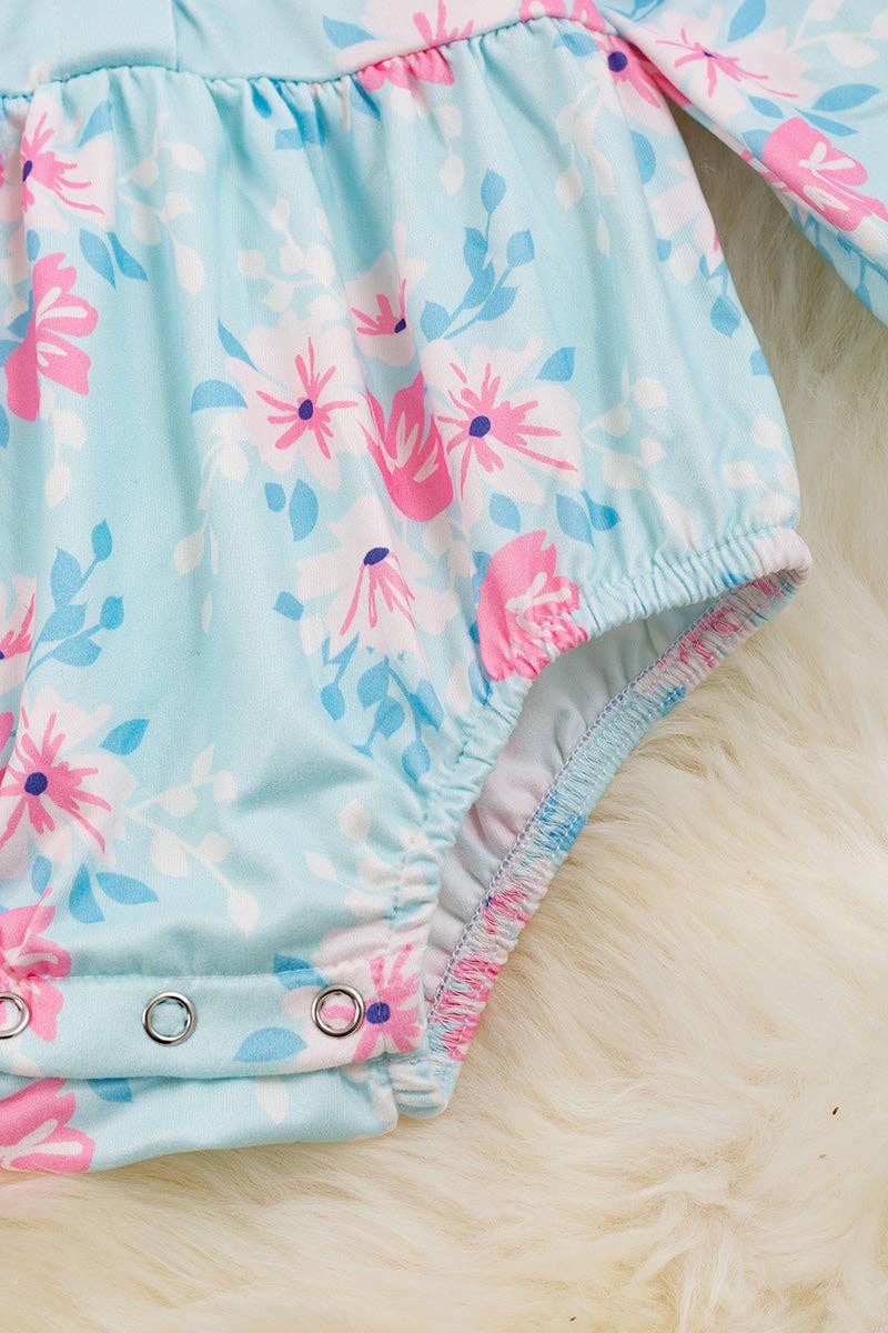 Pastel floral printed onesie w/ long sleeve