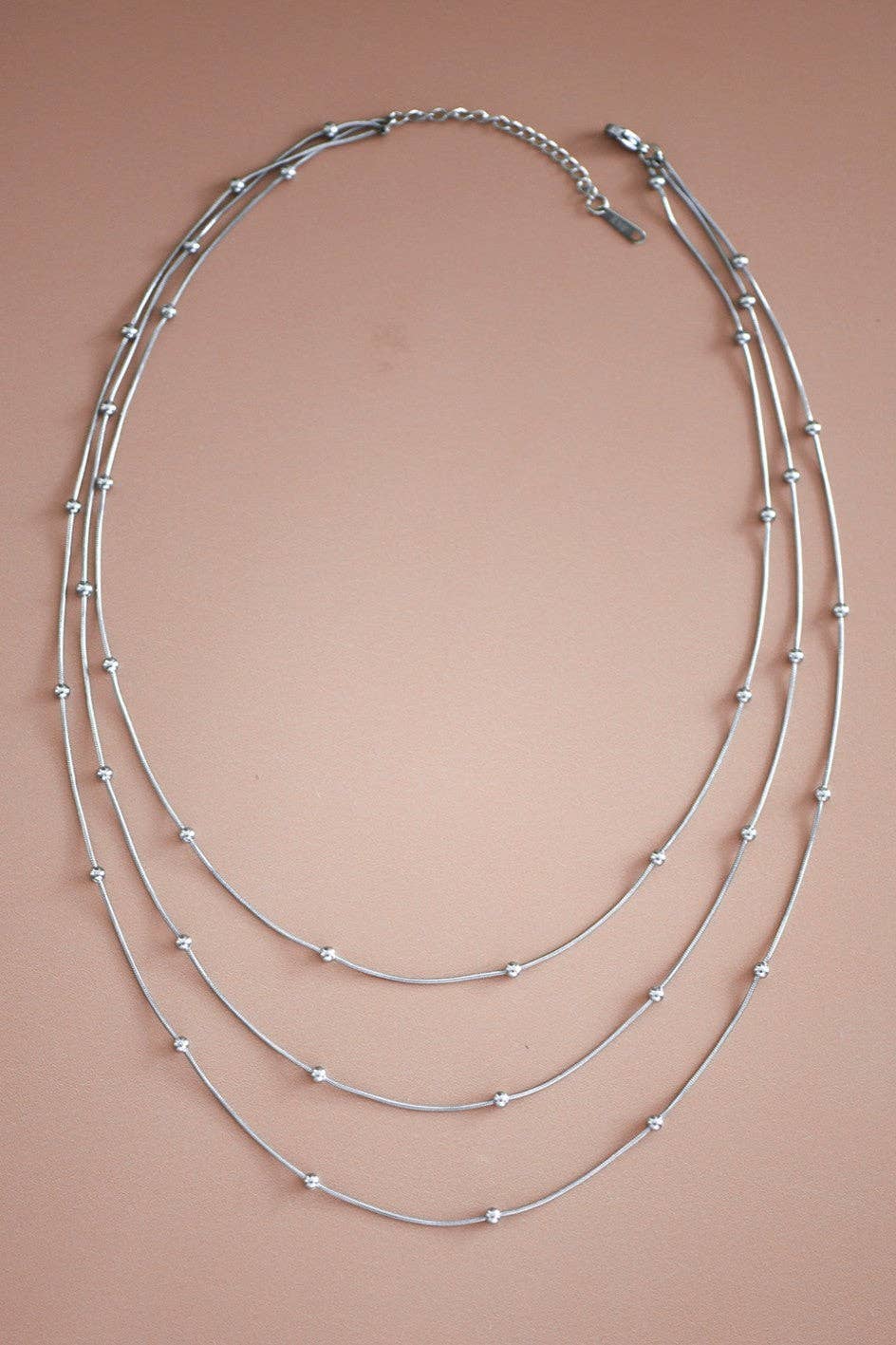 Tarnish-Resistant Stainless Steel Layered Ball Chain Necklace