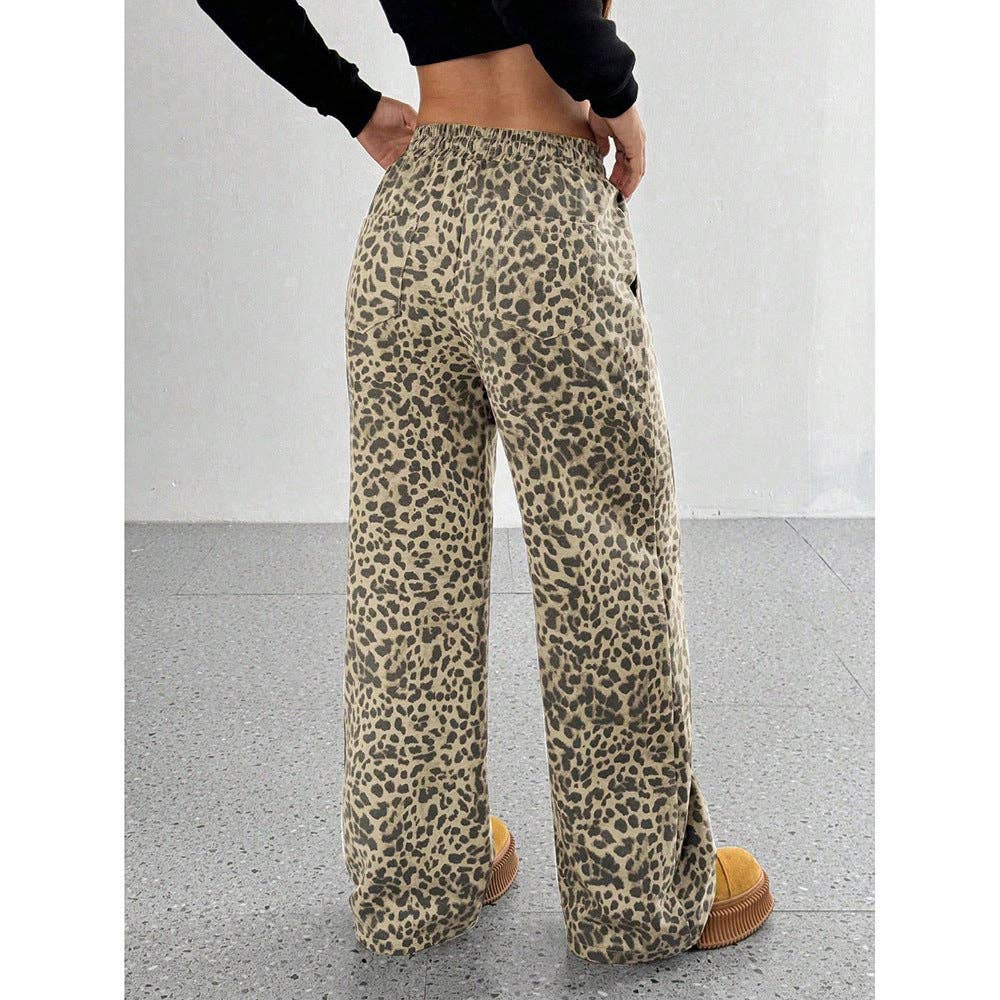 Leopard Print Wide Leg Pants
