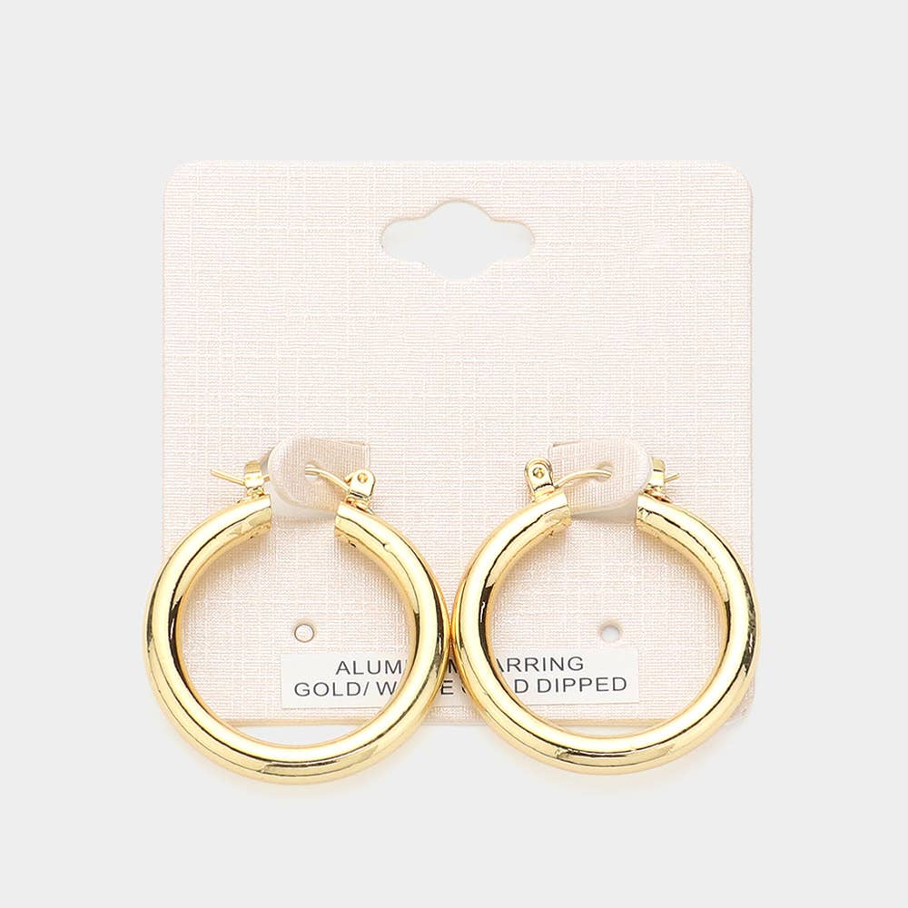 Gold Dipped Aluminum Pin Catch Hoop Earrings