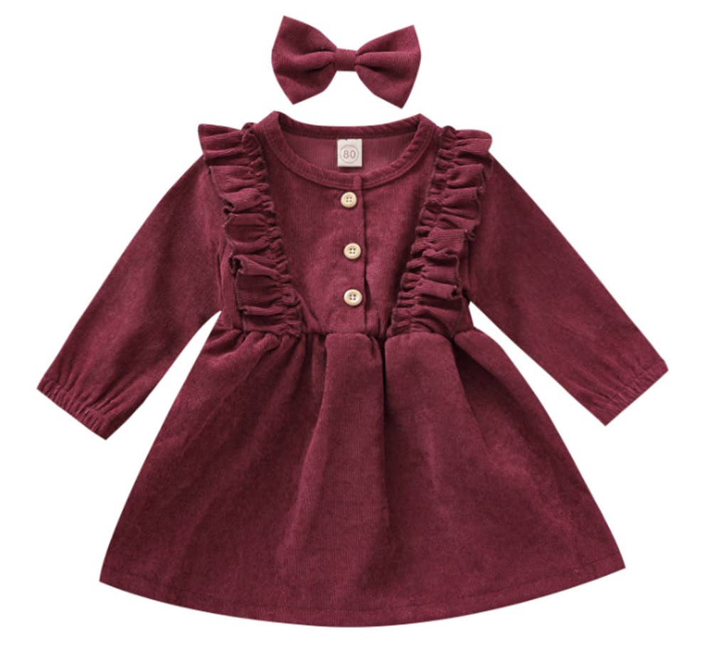 Corduroy Dress & Bow set
