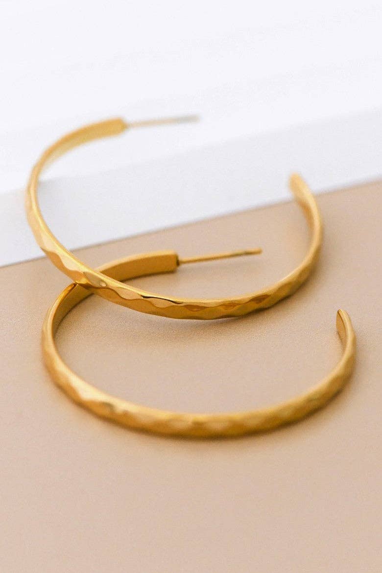 18K Gold PVD Plated Waterproof Stainless Steel Hoop Earrings
