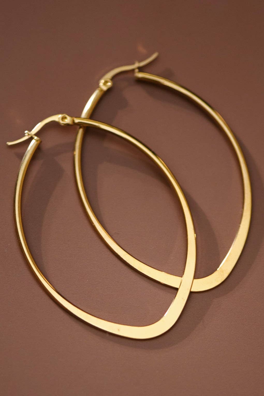 18K Gold Plated Waterproof Stainless Steel Hoop Earrings