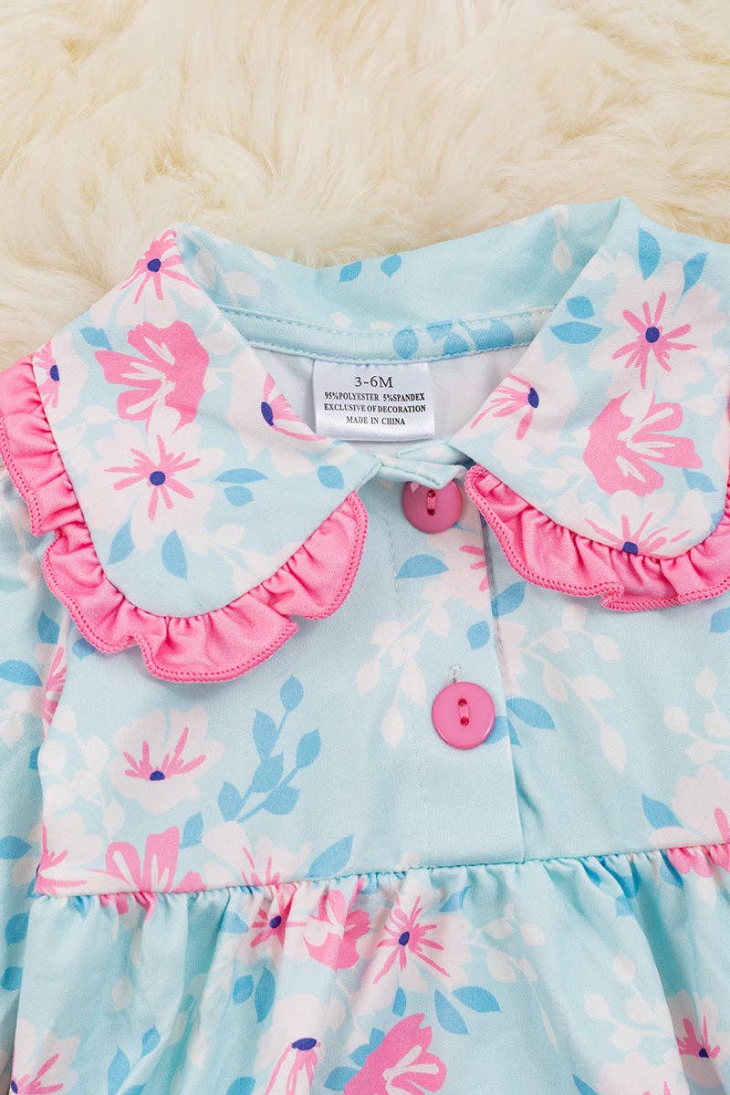 Pastel floral printed onesie w/ long sleeve