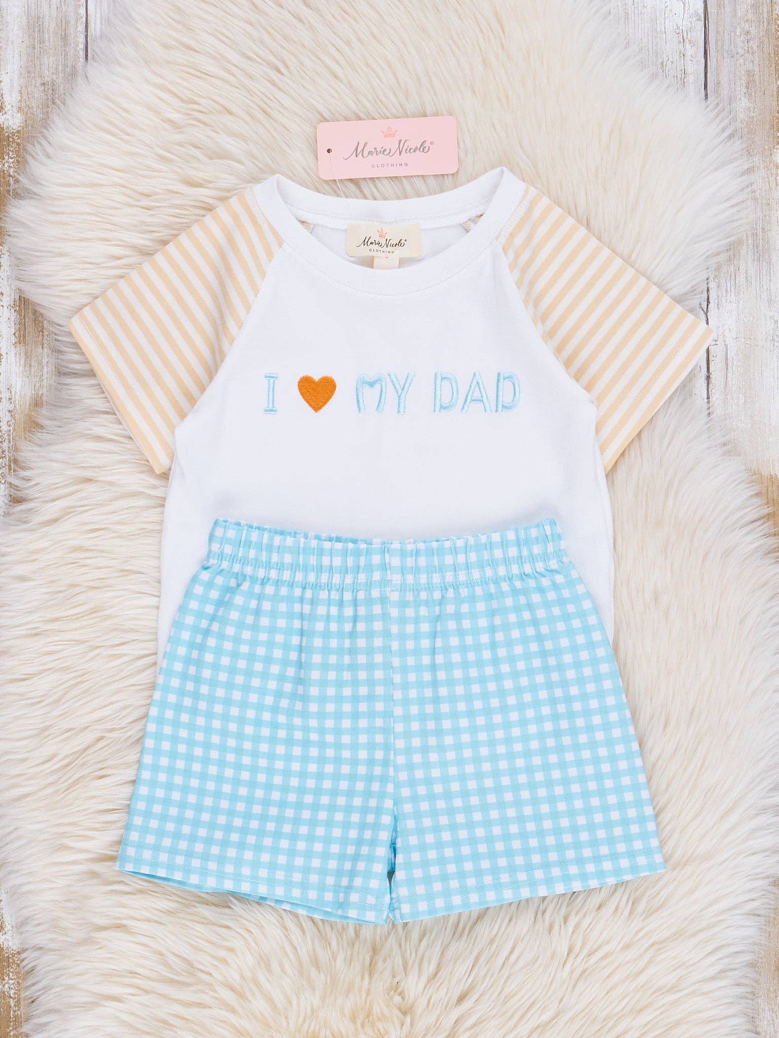 Blue Gingham Dad Love Outfit